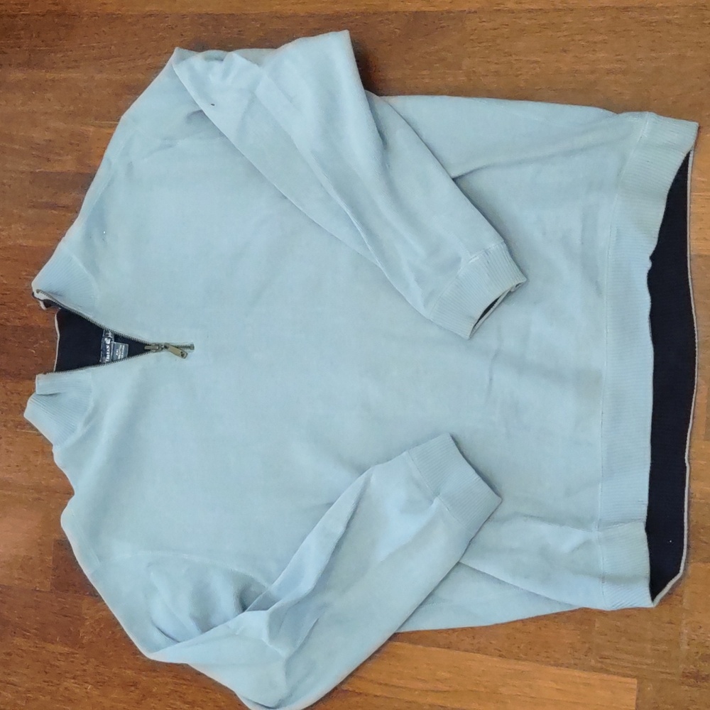 Men's light gray blue Caribbean Joe zip collar sweater size XXL